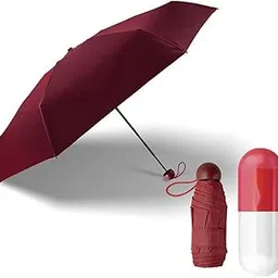 style homez Designer Ultra Mini UV Coated 4-Fold Travel Capsule Umbrella, 100 cm Sangria Red Colo-picture-53