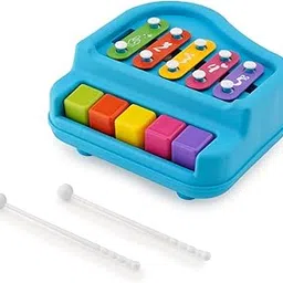 Arabiz Non Electronic Premium & Non-Toxic 2 in 1 Big Musical Piano and Xylophone Toy with Colorful Keys & 2 Mallets for Babies/Girls/Boys/Kids/Gifts (Battery Not Required) Samll Size (Blue)-image-31