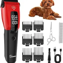 Hatteker Dog Clippers Professional Electric Pet Hair Trimmer with 7500 RPM Clippers Dog Cat Cordless Dog Trimmer Auxiliary Light image 1