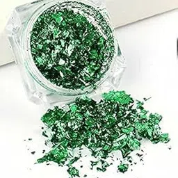 M.H VARAKHWALA Imitation Green Colour Leaf Flakes for Resin, Nail Arts, Painting, Gilding and Crafts (10 Gram)-image-51