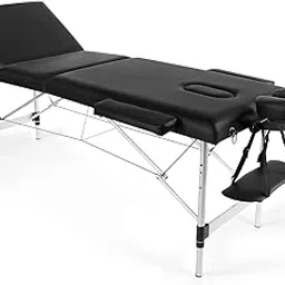ACi Massage Table Massage Tables Portable Lash Bed 84" Facial Bed Height,Adjustable with Removable Armrest, Aluminum Frame,W/Carrying Bag(3 Folding,Black)-picture-62