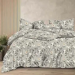 PRISCILLA Reversible AC Comforter Set with Matching Bedsheet & 2 Pillow Covers (4 Pcs Bedding Set) for Double Bed, Glace Cotton (200 GSM, 400 TC) Printed, Reversible, All Seasons, 90x100 Inches, D7-image-51