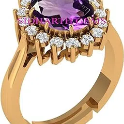 kushmiwal gems 10.25 Ratti 9.00 Carat Amethyst Purple Gemstone Gold Adjutable Ring For Men And Women [KUSH10116]-picture-41