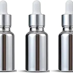My Skin My Beauty 30ML Silver Glass Round Empty Bottle, Dropper, Silver Sleeve, Refillable, Leak Proof For Essential Oils, DIY Perfumes, DIY serums (Set of 3)-picture-57