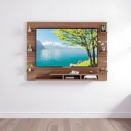 Harrison Wall Mounted TV Unit with Back Panel for 43 Inch TV | Engineered Wood Floating Entertainment Panel with Shelves | Modern Media Console for Living Room (Exotic Teak)-picture-23