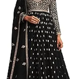 Georgette Semi Stitched Embroidered Anarkali Gown For Women Gown For Women 2023 | Dress Material With Dupatta gown in Clothing & Accessories-image-11