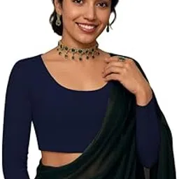Readymade Cotton Fitted Saree Blouse for Women Full Sleeve Square Round U Neck Regular fit Stretchable Pullon Western Stylish Crop Top NJ12-image-91