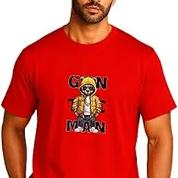 Men's Cotton Blend Printed T-Shirt | Stylish Round Neck Half Sleeve Casual Tee for Men | Comfortable & Breathable T-Shirt for Office, Travel, Gym & Outdoor Use.-image-41