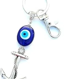 shilpmart Lucky Evil Eye Keychain Anchor with Wire Rope Metal Keychain/Keyring Turkish Nazar Bead Keyring Good Luck Blessing for Home Car Bag Purse Decoration, Blessing, Great Gift-picture-25
