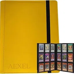 Aexel Trading Card Binder, 9 Pockets, 360 Cards Capacity, PU Armoured Clothing HardBound Elastic Strap Storage Album for All Cards (Sparky Yellow)-picture-32