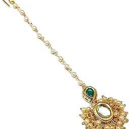 rc radhesh creation Radhesh Creation And Jewellery Gold Plated Kundan Maangtikka decorated with pearls For Women And Girls.(MT-5273)-picture-46