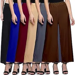 aaru collection Stylish Casual Wear Polyster Pant Palazzo Combo (Free Size, Pack of 6)-picture-56