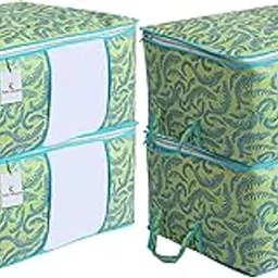 Kuber Industries Metallic Print Underbed Storage Bag, Storage Organiser, Blanket Cover Set of 4 - Olive Green, Extra Large Size-CTKTC14162-picture-23