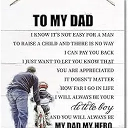 To My Dad Decor Sign, You Will Always Be My Dad My Hero, Hanging Printed Wall Plaque Wood Signs, Home Decor Sign, Christmas, Father’s Day Gift, From Daughter, Birthday Gift For Dad 10X7.8inch-picture-40
