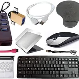 Anjo 10 in 1 Combo of Wired Keyboard, Wireless Mouse, Mouse Pad Gel Wrist Support, USB Hub with Switch, Cleaner, OTG 2in1 Micro & C, Extension Cable, USB Light, Laptop Lid & Trackpad Lamination-image-59