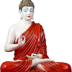Fibreglass 2 Feet Buddha Statue for Home Decor Big Size Idols Living Room Door Entrance Decoration Items Decorative Showpiece, Decor Items for Home and Office (Red)-image-23