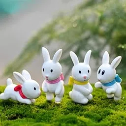 Bloom Bagicha Poly Resin Rabbit For Fairy Garden Decor, Multicolour, 4 Pieces-picture-12