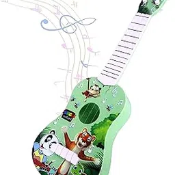 Toyshine 21" Jungle Theme 4 String Guitar Easy-to-Hold Thin Frets Low String Musical Instrument Learning Educational Toy Gift for Toddlers Kids-picture-23