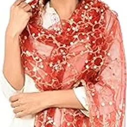 youthquake Heavy Embellished Plastic Mirror Net Dupatta for Womens & Girls-picture-11