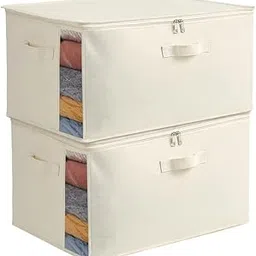 Golden bird Large Canvas Comforter Storage Bags Closet Organizer for Clothes Sweater Blanket Clothes Organizer with Dual Zipper (18 inches L,14 inches H, 7 inches W) (2 pcs)-picture-17