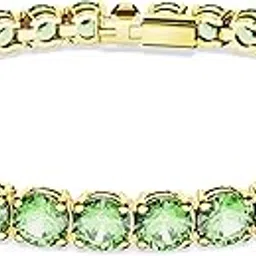 swarovski Matrix Tennis bracelet, Round cut, Green, Gold-tone plated-picture-36