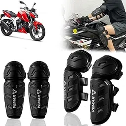 Auto Pearl Motorcycle Knee Shin Guards Elbow Pads, 4 in 1 Monstor Style Knee Shin Safe Protection Armor for Moto Cycling Racing compatible with Apache RTR 165 RP (Black, 4Pcs)-picture-14