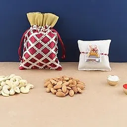 SFU E Com Rakhi With Dry Fruit Potli For Rakshabandhan Gift | Dry Fruit Gift Potli For Brother | Dry Fruits Gift Potli | Rakhi With Dryfruits | 042-picture-57