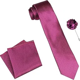rizoro Tie for Men – Dotted Silk Neck Ties Set with Cufflinks Flower Pin, Pocket Square & Black Gift Box, Combo Necktie Sets for Office Wear, Formal Suits & Weddings (0, A10RS)-picture-40