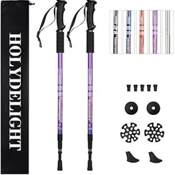 HOLYDELIGHT Trekking Poles – Shock Absorbing Lightweight Walking Sticks for Hiking, Climbing & Trekking – Adjustable Aluminium Poles with All-Terrain Attachments & Bag (Purple, Pair)-image-90
