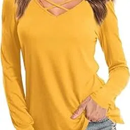 prinkle Women's Regular Fit Pure Cotton V Neck Full Sleeves T-Shirt-picture-56