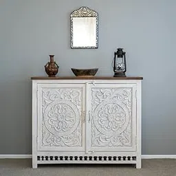 Goldview Furniture Solid Wood Sideboard & Kitchen Cabinet | 2-Door Storage Cabinet for Living Room, Dining Room & Home | Side Board Table-image-41