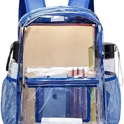 Sturdy Clear Backpack for School - 15 Inch Heavy Duty PVC Transparent Backpacks with Multi-pockets for College Workplace Security, Black (Xtra Small Size)-picture-46