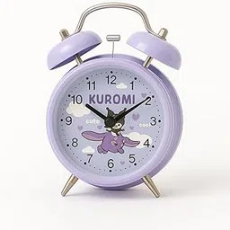 Cute Twin Bell Alarm Clock for Kids | Analog Bedside Table Clock with Night Light & Loud Alarm – Purple-picture-20
