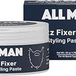 ALL MAN Fuzz Fixer Beard Styling Paste, Strong Hold Cream Wax, With Mango Butter & Milk Protein for Strong Hair | 50g-image-84