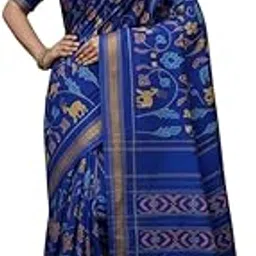 ayyappasilk Women's Luxurious Ikkat Silk Saree for Women Lightweight Soft Silk with Contrast Blouse-picture-51