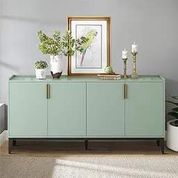 TGF Furniture Store Modern Sideboard Cabinet with 4 Doors – Mint Green Storage Buffet Console with Gold Handles & Black Metal Legs, Wooden Accent Cabinet for Living Room, Dining Room & Entryway-picture-23
