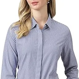 Women Vertical Stripes Opaque Formal Shirt-image-5