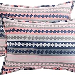 Kuber Industries 2 Pcs Soft Cotton Pillows Cover | 20x30 Inches Machine Washable Takiya/Pillow Case For Hotel & Restaurant | Breathable Envelope Closure | Zig Zag- Multicolour-picture-32