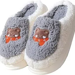 crownnimreet Fuzzy Animal House Slippers for Women | Cute & Funky Plush Cat/Cow (Orca) Indoor Home Shoes | Anti-Slip Cozy Winter Footwear-picture-20