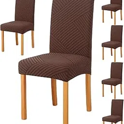Styleys Jacquard Chair Cover Stretch Removable Washable Dining Chair Cover Protector Seat Slipcover (Pack of 6, Chocolate, JDMC7)-picture-11