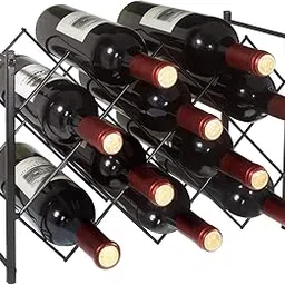 Lavish Craft Countertop Wine Rack - Freestanding Metal Bottle Holder for Red White Wine Storage - Small Tabletop Modern Wine Rack (M5)-image-4