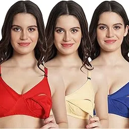 skybeauty Women's Premium Cotton Blend Maternity Bra Pack of 3 (Multicolor)-picture-25