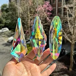 3PCS 5" Large Crystal Sun Catcher Prisms, Hanging Suncatchers with Glass Prism, Rainbow Maker for Room, Windows,Garden,Fantasy Aesthetic Home Decor. (2)-image-1