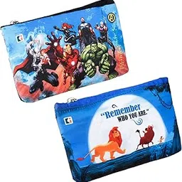 homestic Pack of 2 Pencil Pouch | Square Stationary Pouch | Pen-Pencil Box for Kids | School Geometry Pouch | Pencil Utility Bag | Zipper Pencil Organizer | Black & Blue-picture-51