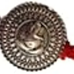 925 Sterling Silver Handmade OM Round Designer Rakhi with Kumkum Chawal-image-90