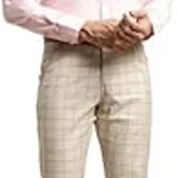 sojanya Men's Comfort Mid Rise (Since 1958 Cotton Blend Checked Formal Trousers-picture-10