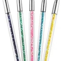 H-STYLE STORE 5pcs Double-Ended Nail Art Brushes Dotting Tool Pen with Rhinestone Handle Nail Striper Liner in Different Sizes Nylon Material, Randem colour-image-33