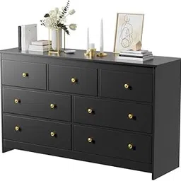 Priyanka Art Solid Sheesham Wood Black Finish Chest of Drawers with Seven Drawers Storage Space Unit for Living Room Or Dressing Room | 40D x 139W x 80H CM-picture-12