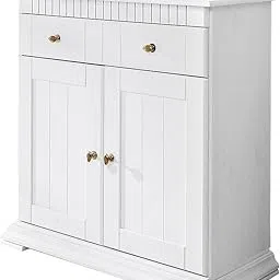 APRODZ Soild Wood Ciudad Sideboard Storage Cabinet with Two Door and One Drawer for Living Room | White Finish-picture-10