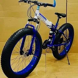 ZA ENTERPRISES B.M.W Fat Tyre Mountain Bikes | Powerful, Light Weight and Attractive Design | 21 Speed Gear & Double Disc Brake Foldable Cycle with Adjustable Seat | Blue-image-73